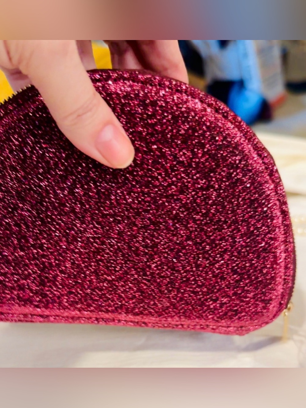 Glitter Clutch Bag - Pink Sparkle. Jewelry holder.